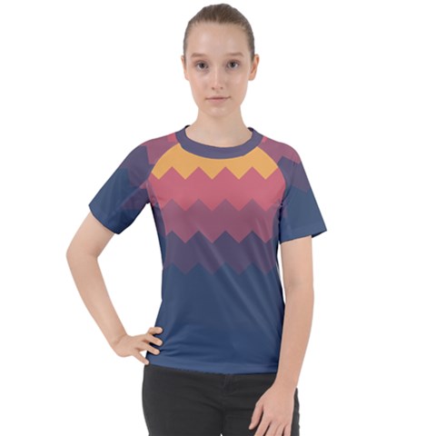 Flat Autumn Zigzag Palette Women s Sport Raglan Tee by goljakoff