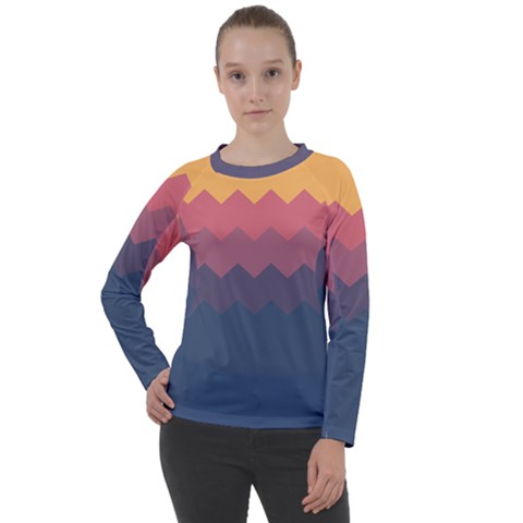 Flat Autumn Zigzag Palette Women s Long Sleeve Raglan Tee by goljakoff