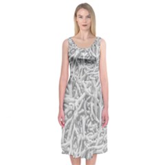 Dry Roots Texture Print Midi Sleeveless Dress by dflcprintsclothing