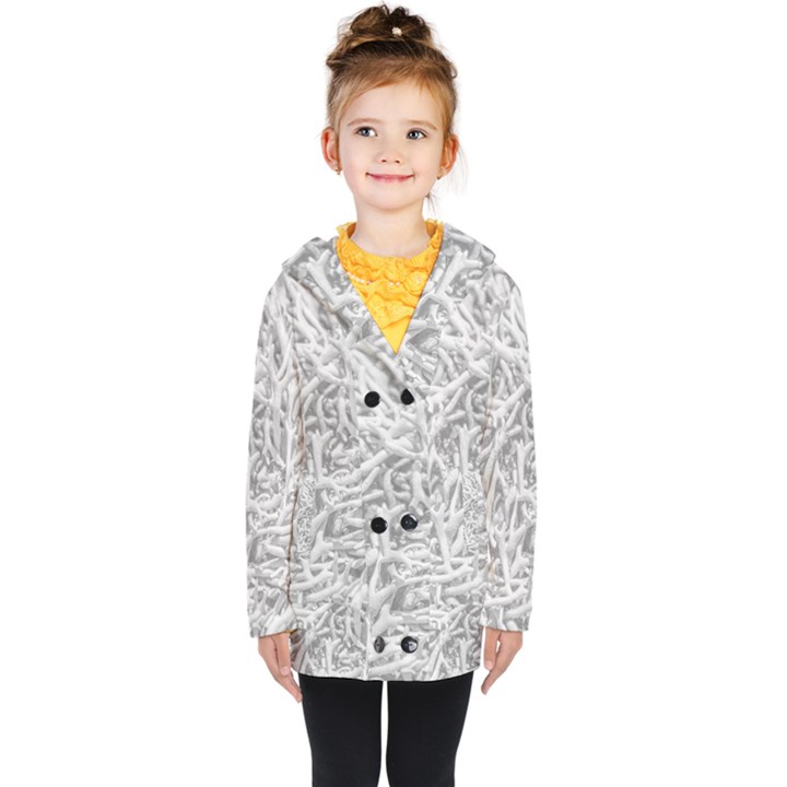 Dry Roots Texture Print Kids  Double Breasted Button Coat