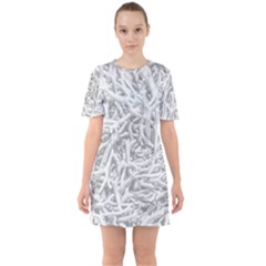 Dry Roots Texture Print Sixties Short Sleeve Mini Dress by dflcprintsclothing