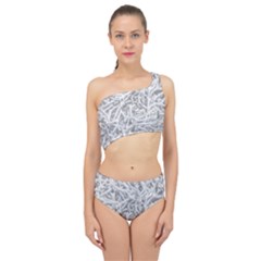 Dry Roots Texture Print Spliced Up Two Piece Swimsuit