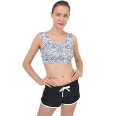 Dry Roots Texture Print V-back Sports Bra