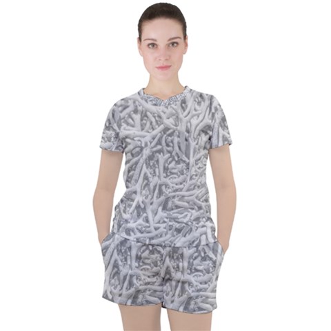 Dry Roots Texture Print Women s Tee And Shorts Set by dflcprintsclothing