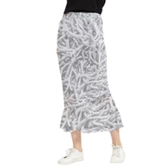 Dry Roots Texture Print Maxi Fishtail Chiffon Skirt