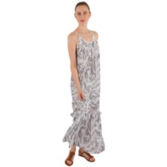 Dry Roots Texture Print Cami Maxi Ruffle Chiffon Dress by dflcprintsclothing