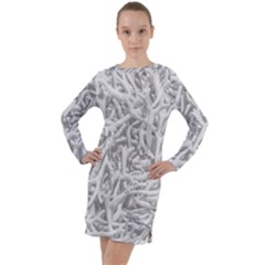 Dry Roots Texture Print Long Sleeve Hoodie Dress by dflcprintsclothing