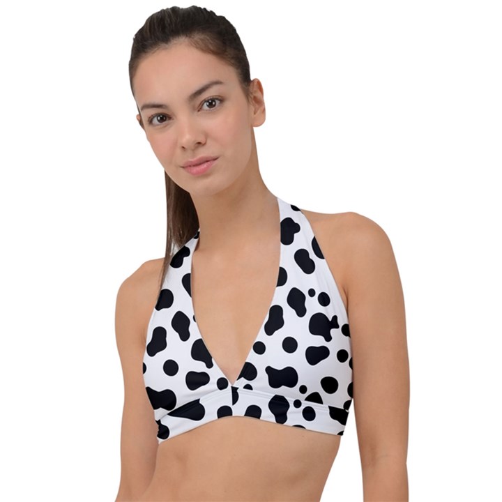 Spots Halter Plunge Bikini Top