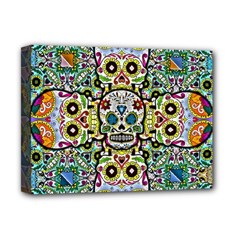 Sugar Skulls Pattern Deluxe Canvas 16  X 12  (stretched)  by ExtraGoodSauce