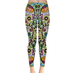 Sugar Skulls Pattern Leggings  by ExtraGoodSauce