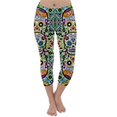 Sugar Skulls Pattern Capri Winter Leggings  by ExtraGoodSauce