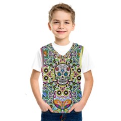 Sugar Skulls Pattern Kids  Basketball Tank Top by ExtraGoodSauce