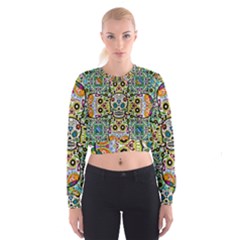 Sugar Skulls Pattern Cropped Sweatshirt by ExtraGoodSauce