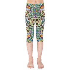 Sugar Skulls Pattern Kids  Capri Leggings  by ExtraGoodSauce