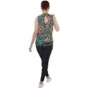 Sugar Skulls Pattern Mock Neck Chiffon Sleeveless Top View2