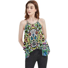 Sugar Skulls Pattern Flowy Camisole Tank Top by ExtraGoodSauce