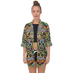 Sugar Skulls Pattern Open Front Chiffon Kimono by ExtraAwesomeSauce