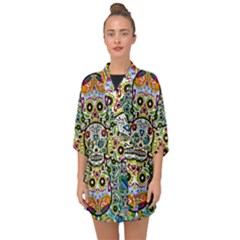 Sugar Skulls Pattern Half Sleeve Chiffon Kimono by ExtraGoodSauce