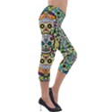 Sugar Skulls Pattern Lightweight Velour Capri Leggings  View4