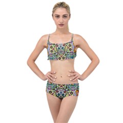 Sugar Skulls Pattern Layered Top Bikini Set by ExtraGoodSauce