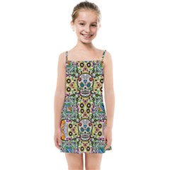 Sugar Skulls Pattern Kids  Summer Sun Dress by ExtraGoodSauce