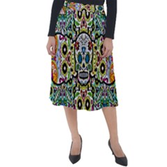 Sugar Skulls Pattern Classic Velour Midi Skirt  by ExtraGoodSauce