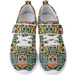 Sugar Skulls Pattern Men s Velcro Strap Shoes by ExtraGoodSauce