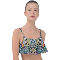 Sugar Skulls Pattern Frill Bikini Top by ExtraGoodSauce