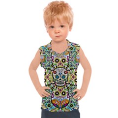 Sugar Skulls Pattern Kids  Sport Tank Top