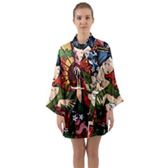 Geisha Long Sleeve Satin Kimono