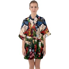 Geisha Half Sleeve Satin Kimono 