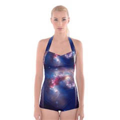 Galaxy Boyleg Halter Swimsuit  by ExtraAwesomeSauce