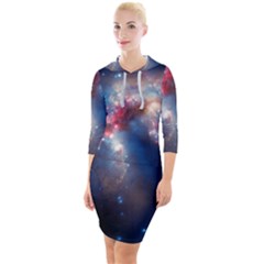 Galaxy Quarter Sleeve Hood Bodycon Dress by ExtraGoodSauce