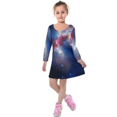 Galaxy Kids  Long Sleeve Velvet Dress by ExtraGoodSauce