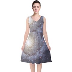 Spiral Galaxy V-neck Midi Sleeveless Dress  by ExtraGoodSauce