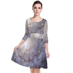 Spiral Galaxy Quarter Sleeve Waist Band Dress by ExtraGoodSauce