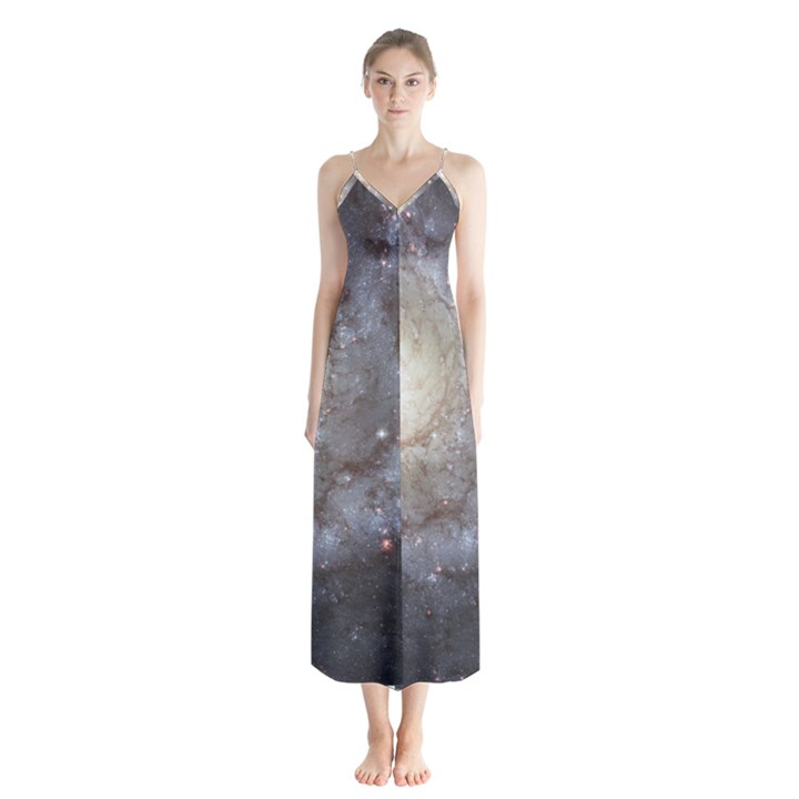 Spiral Galaxy Button Up Chiffon Maxi Dress