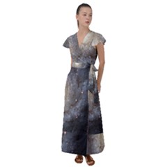 Spiral Galaxy Flutter Sleeve Maxi Dress by ExtraGoodSauce