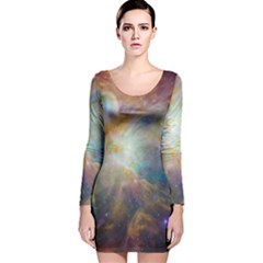 Colorful Galaxy Long Sleeve Velvet Bodycon Dress by ExtraGoodSauce