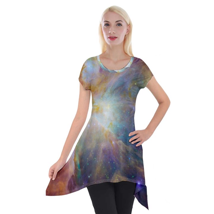 Colorful Galaxy Short Sleeve Side Drop Tunic