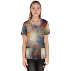 Colorful Galaxy Women s V-neck Scrub Top by ExtraGoodSauce