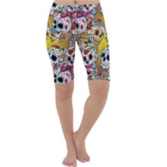 Sugar Skulls Cropped Leggings  by ExtraGoodSauce