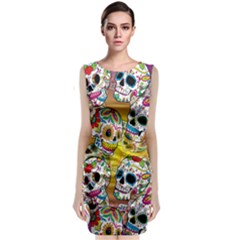 Sugar Skulls Sleeveless Velvet Midi Dress by ExtraGoodSauce