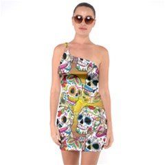 Sugar Skulls One Soulder Bodycon Dress by ExtraAwesomeSauce