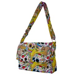 Sugar Skulls Full Print Messenger Bag (s) by ExtraGoodSauce