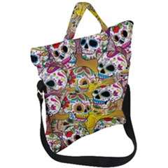 Sugar Skulls Fold Over Handle Tote Bag by ExtraAwesomeSauce