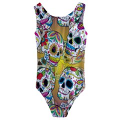 Sugar Skulls Kids  Cut-out Back One Piece Swimsuit by ExtraGoodSauce