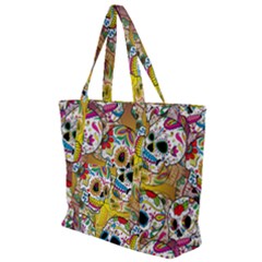 Sugar Skulls Zip Up Canvas Bag by ExtraGoodSauce