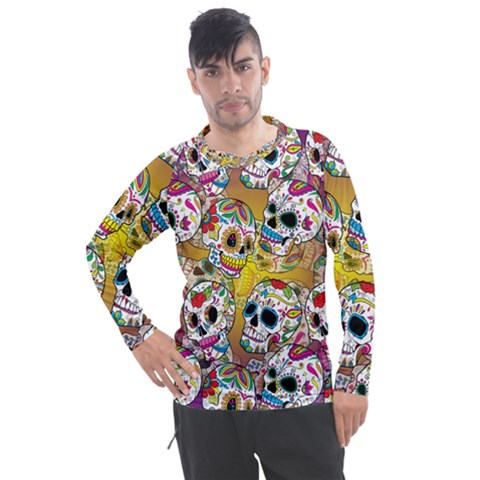 Sugar Skulls Men s Pique Long Sleeve Tee by ExtraGoodSauce