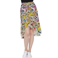 Sugar Skulls Frill Hi Low Chiffon Skirt by ExtraGoodSauce